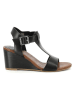 Kickers Leder-Keilsandalen "Noir" in Schwarz/Hellbraun