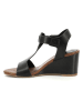 Kickers Leder-Keilsandalen "Noir" in Schwarz/Hellbraun