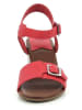 Kickers Leder-Keilsandalen "Rouge" in Rot/Braun