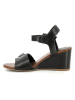 Kickers Leder-Keilsandalen "Rouge" in Schwarz/Hellbraun