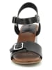 Kickers Leder-Keilsandalen "Rouge" in Schwarz/Hellbraun