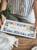 Hermia Serveerplateau wit/blauw/geel - (L)35 x (B)16 cm