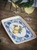 Hermia Serveerplateau wit/blauw/geel - (L)34 x (B)25 cm