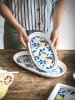 Hermia 2-delige set: serveerplateaus wit/blauw - (L)29 x (B)17 cm