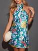 Milan Kiss Jurk turquoise/lichtroze/geel