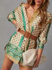 Milan Kiss Jurk beige/groen
