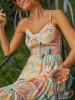 Milan Kiss Kleid in Creme/ Türkis/ Rosa