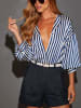 Milan Kiss Blouse wit/donkerblauw