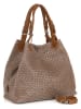 Lucca Baldi Leder-Henkeltasche "Fosdinovo" in Taupe in Grün - (B)37 x (H)45 x (T)15 cm