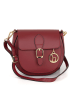 Lia Biassoni Leder-Umhängetasche "Accesa" in Bordeaux - (B)24 x (H)18 x (T)12 cm