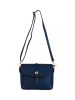 Pia Sassi Leder-Umhängetasche "La Marmora" in Dunkelblau - (B)25 x (H)19 x (T)8 cm