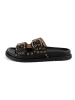 loft37 Leder-Pantoletten in Schwarz/ Gold
