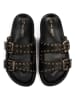 loft37 Leder-Pantoletten in Schwarz/ Gold