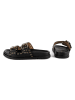 loft37 Leder-Pantoletten in Schwarz/ Gold