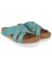 HAFLINGER Leren slippers turquoise