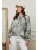 Plume Bluse "Kolel" in Khaki/ Weiß