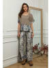 Plume Linnen blouse "Joker" taupe/blauw