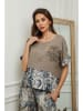 Plume Linnen blouse "Joker" taupe/blauw