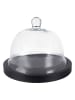 Clayre & Eef Glasglocke in Transparent/ Schwarz - (H)17 x Ø 23 cm