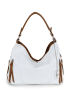 Anna Morellini Leder-Schultertasche "Noalia" in Weiß/ Braun - (B)32 x (H)25 x (T)12 cm