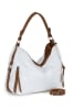 Anna Morellini Leder-Schultertasche "Noalia" in Weiß/ Braun - (B)32 x (H)25 x (T)12 cm