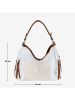Anna Morellini Leder-Schultertasche "Noalia" in Weiß/ Braun - (B)32 x (H)25 x (T)12 cm