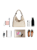 Anna Morellini Leder-Schultertasche "Alessandra" in Gold - (B)38 x (H)36 x (T)14 cm