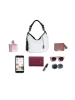 Anna Morellini Leder-Schultertasche "Fiorella" in Weiß - (B)30 x (H)27 x (T)9 cm