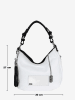 Anna Morellini Leder-Schultertasche "Fiorella" in Weiß - (B)30 x (H)27 x (T)9 cm
