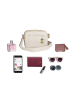 Anna Morellini Leren schoudertas "Aldina" lichtbeige - (B)22 x (H)18 x (D)11 cm