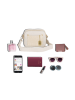 Anna Morellini Leder-Umhängetasche "Ilaria" in Creme - (B)20 x (H)17 x (T)8 cm