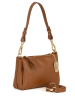 Anna Morellini Leren schoudertas "Scilla" lichtbruin - (B)30 x (H)15 x (D)11 cm
