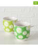 Boltze 2-delige set: mokken "Daisie" groen/wit - 400 ml