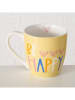 Boltze Kubki jumbo (3 szt.) "Happy" w kolorze jasnoróżowo-biało-żółtym - 400 ml