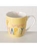 Boltze 3-delige set: mokken "Happy" lichtroze/wit/geel - 400 ml