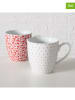 Boltze 2-delige set: mokken wit/rood - 480 ml