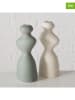 Boltze 2er-Set: Kerzenleuchter "Morana" in Grau/ Creme - (H)22 cm