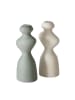 Boltze 2er-Set: Kerzenleuchter "Morana" in Grau/ Creme - (H)22 cm