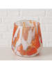 Boltze Windlicht "Layla" transparant/oranje - (H)11 x Ø 11,5 cm