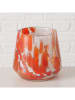 Boltze Windlicht "Layla" transparant/oranje - (H)9,5 x Ø 9 cm