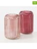 Boltze 2-delige set: windlichten "Remsa" roze/lichtroze - (H)12,5 x Ø 8 cm