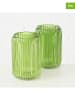 Boltze 2-delige set: windlichten "Remsa" groen - (H)12,5 x Ø 8 cm
