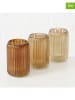 Boltze 3er-Set: Windlichter "Remsa" in Beige/ Hellbraun - (H)12,5 x Ø 8 cm