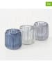 Boltze 3-delige set: windlichten "Remsa" transparant/blauw - (H)8,5 x Ø 8 cm