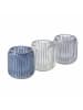 Boltze 3er-Set: Windlichter "Remsa" in Transparent/ Blau - (H)8,5 x Ø 8 cm