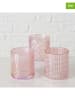 Boltze 3er-Set: Windlichter "Siara" in Rosa - (H)9 x Ø 8 cm