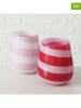 Boltze 2er-Set: Windlichter "Tisano" in Weiß/ Rosa/ Rot - (H)15 x Ø 13 cm