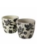 Boltze 2-delige set: overpotten "Esra" crème/beige/zwart - (H)11,5 x Ø 13 cm