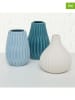 Boltze 3-delige set: vazen "Wilma" lichtblauw/turquoise/wit - (H)12 cm