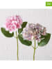 Boltze 2er-Set: Kunstblumen "Hortensie" in Grün/ Rosa - (H)46 cm